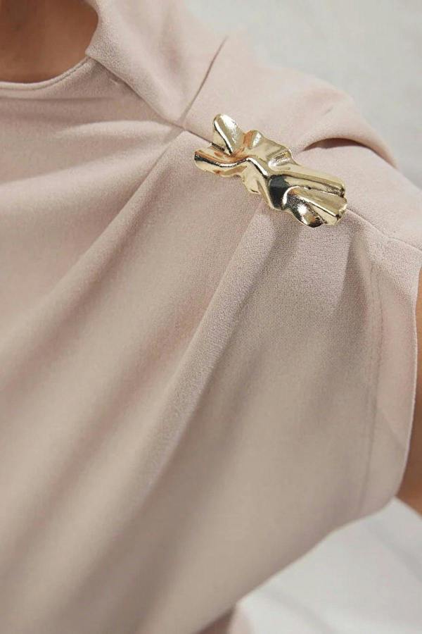 WOVCOR Draped Stretch Knit Blouse with Accessory Detail