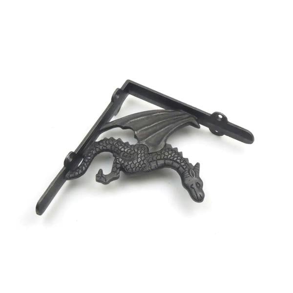 Pair of Antique Cast Iron Winged Dragon Shelf Brackets