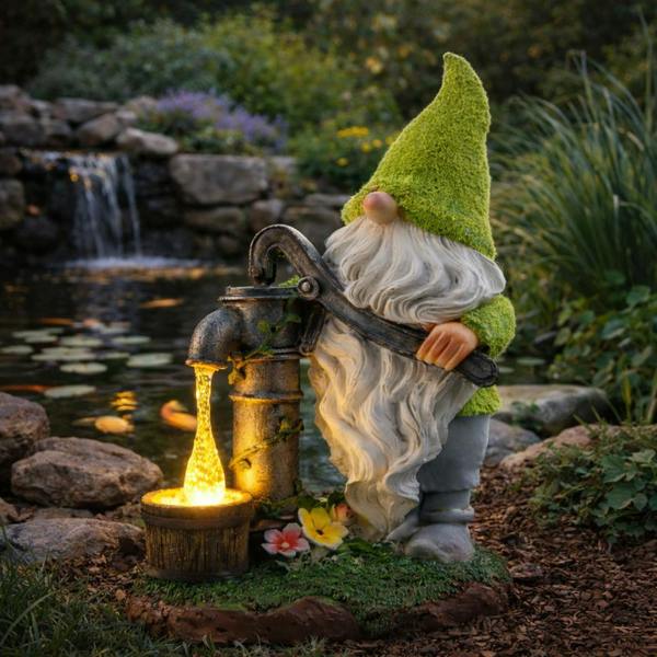 Gardenwize Solar Garden Ornament – Gonk Statue with LED Light