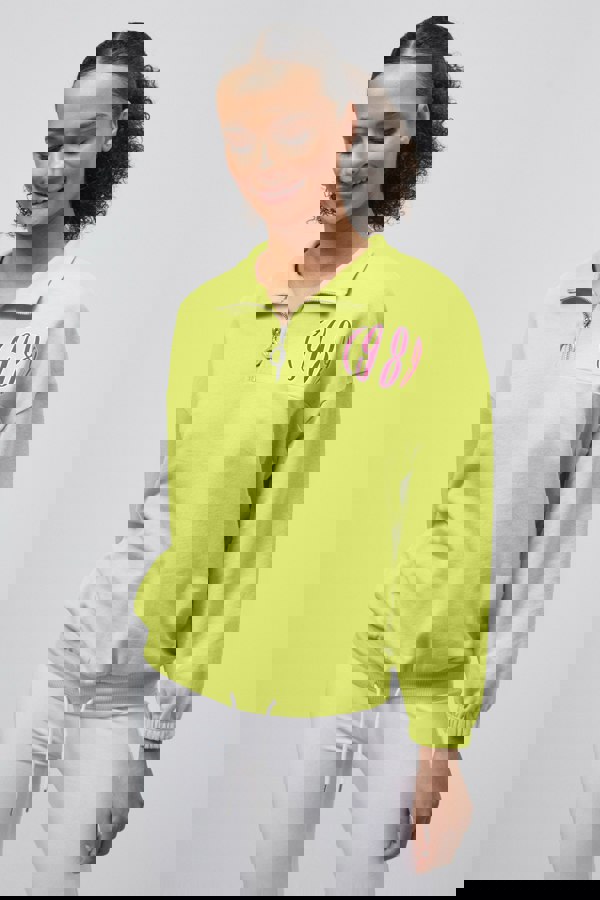 ENORSIA Half Zip High Neck Embroidery Sweatshirt