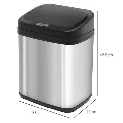 Bobobiy 20L LUXURY Automatic Sensor Dustbin Kitchen Waste Bin Rubbish Trashcan Auto Dustbin Stainless Steel with Bucket 33*25*42.5CM