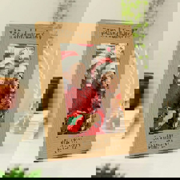 Personalised Memento Company Personalised Grandchildren 5x7 Oak Finish Photo Frame