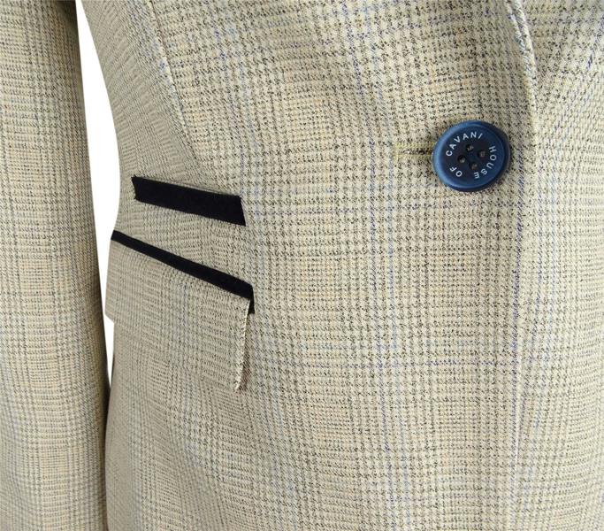 House of Cavani Women's Tweed Herringbone Cream Jacket Peaky Blinders