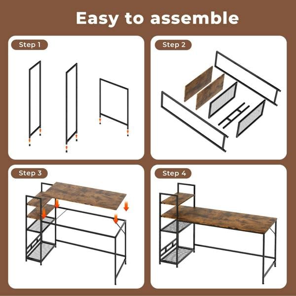 Levede Computer Desk Study Table Home Office Workstation with 4-Tier Shelf 160CM