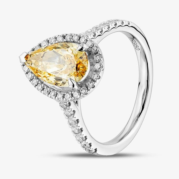 T. H. Baker Platinum Certified 2.63ct Yellow Pear Cut Lab Grown Diamond Cluster Ring HLM518-HAPS12