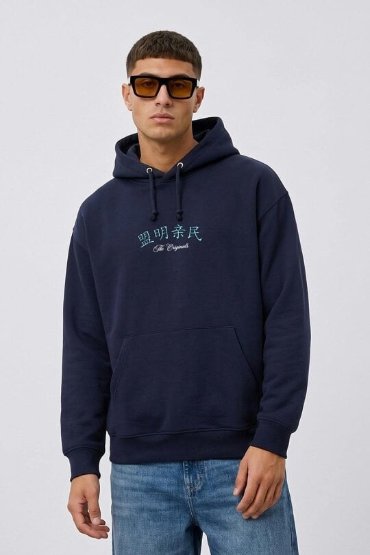 London Attitude Oversized Heavyweight Japanese Dragon Graphic Hoodie