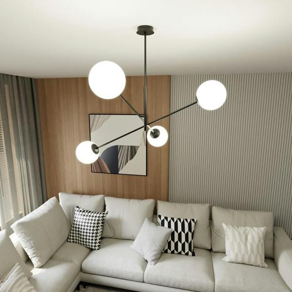 Emibig LINEAR Pendant lamp 4 x E14 Black with White Shade