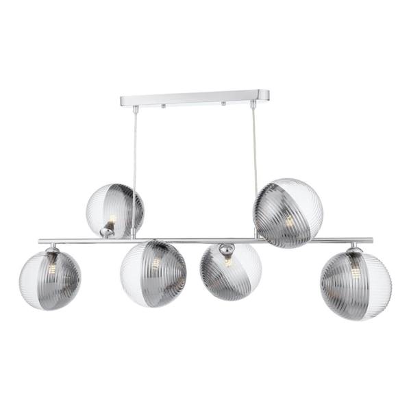 Pagazzi Lighting Claudia 6 Light Silver & Glass Ceiling Pendant Bar