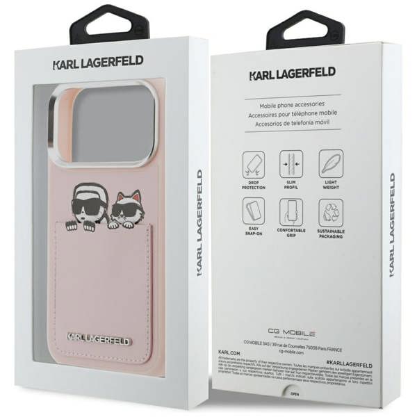 Karl Lagerfeld Karl & Choupette Print & Pocket Case for iPhone 17 Pro 6.3" Pink - KLHCP17L6PCSPKCP