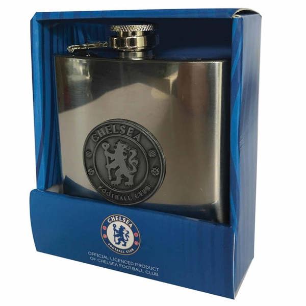 Chelsea FC Stainless Steel Hip Flask, Drinkware, Sports, Gift