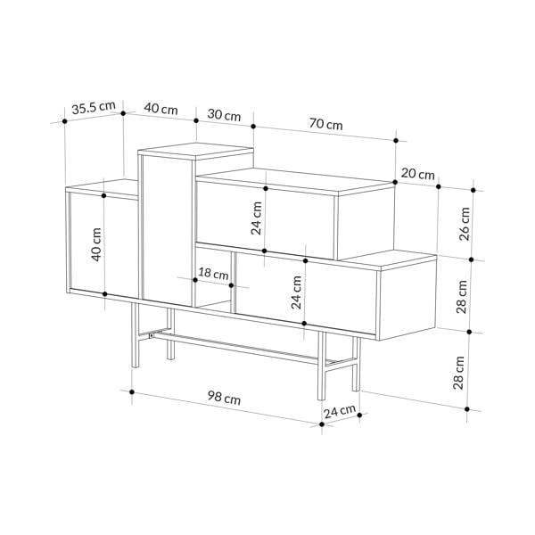 Decortie Hermes Console Sideboard Display Unit 2 Cabinets 2 Drawers Modern Storage White Marble Effect 160cm