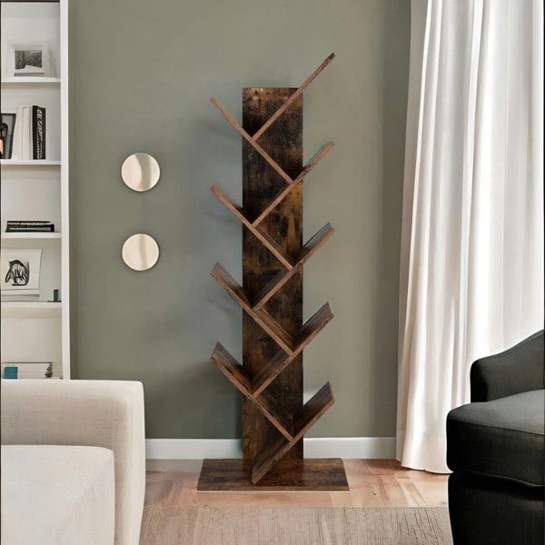 Rafaelo Mobilia Industrial 8 Tier Tree Free-Standing Book Shelf