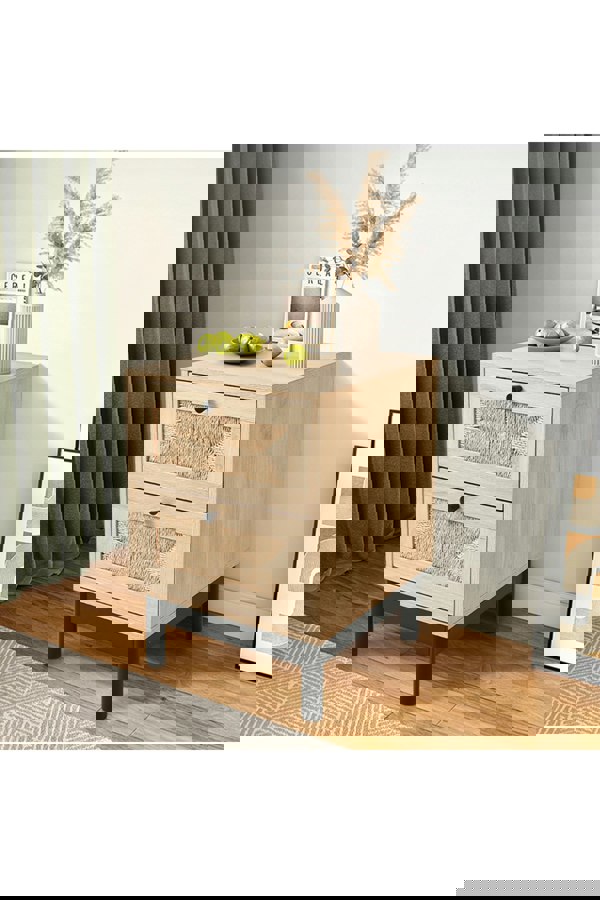 Living and Home 2-Drawer Woven Accent Cabinet