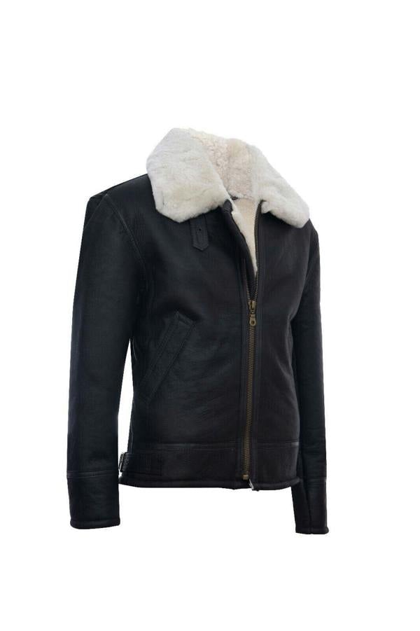 Infinity Leather Mens B3 WW2 Leather Sheepskin Aviator Flying Jacket-Charleston