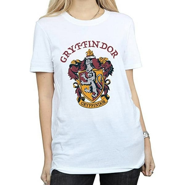 Harry Potter Womens Gryffindor Cotton Boyfriend T-Shirt - White