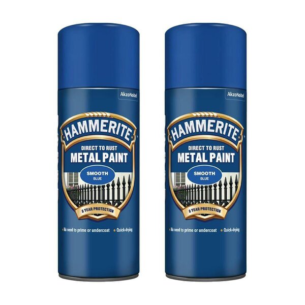 Hammerite 2X Hammerite Smooth Blue Spray Paint 400ml