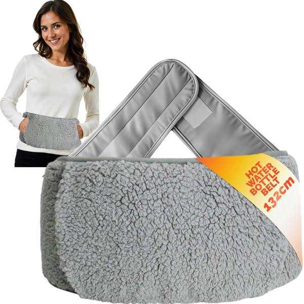 LKH HOME COLLECTION Wearable Hot Water Bottle with Cover UK - 1Litre Wrap Around Hot Water Bottles with Adjustable Belt, Luxurious Sherpa - Only Cover