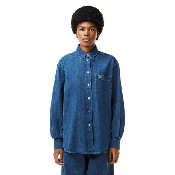 Lacoste Womens/Ladies Denim Shirt - Medium Blue - 