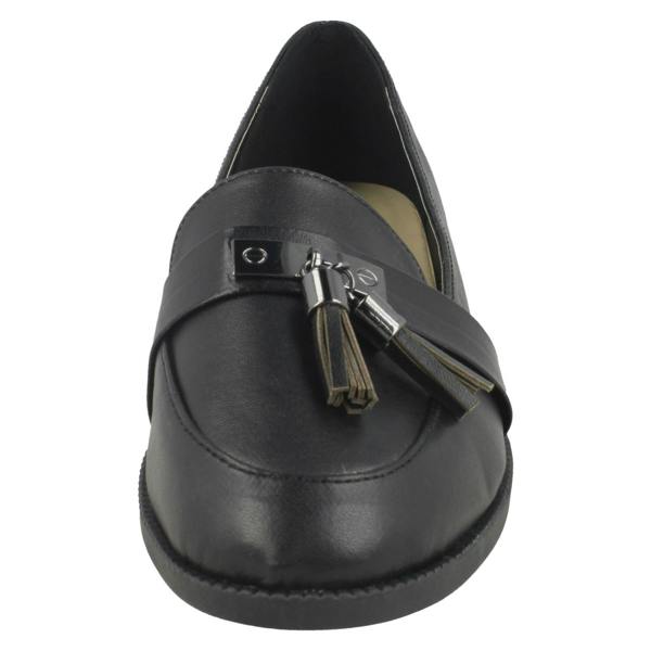 Spot On Ladies Spot On Tassel Trim Loafer Shoes F80418