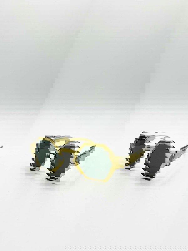 SVNX Round Hexagon Sunglasses in Sage Green