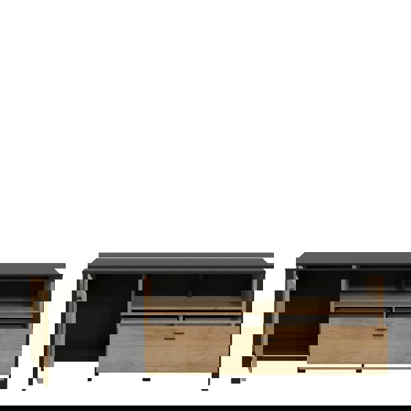 Furniture To Go High Rock TV Unit in Matt Black/Riviera Oak