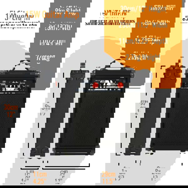 3rd Avenue 15 Watt Electric Guitar Amp#Colour_Black