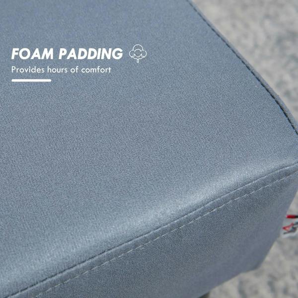 Grey microfiber footstool cover with visible stitching and seam detail