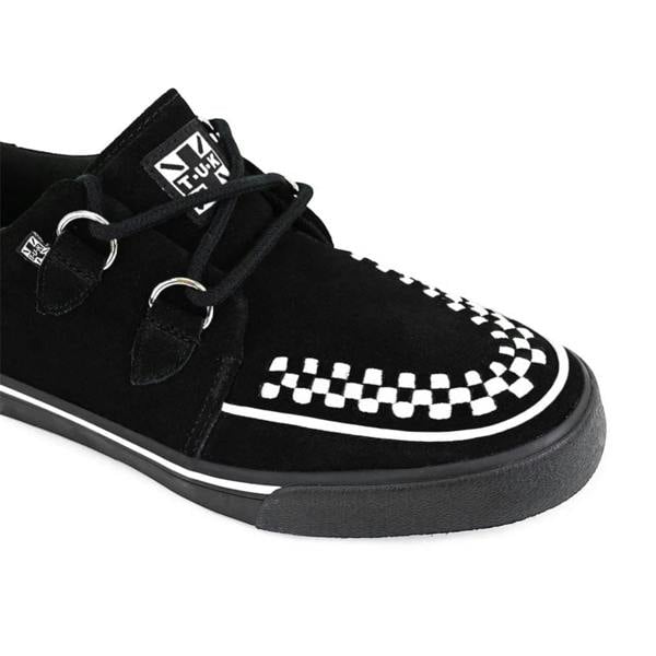 TUK Footwear TUK Pointed Creeper Sneaker Black White Suede Platform Shoes - A9182