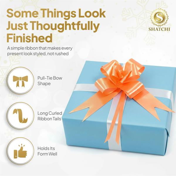 30mm Orange Pull Bows, 10 Pack to 60 Pack, Ribbon Gift Bows for Wrapping and Displays image 9