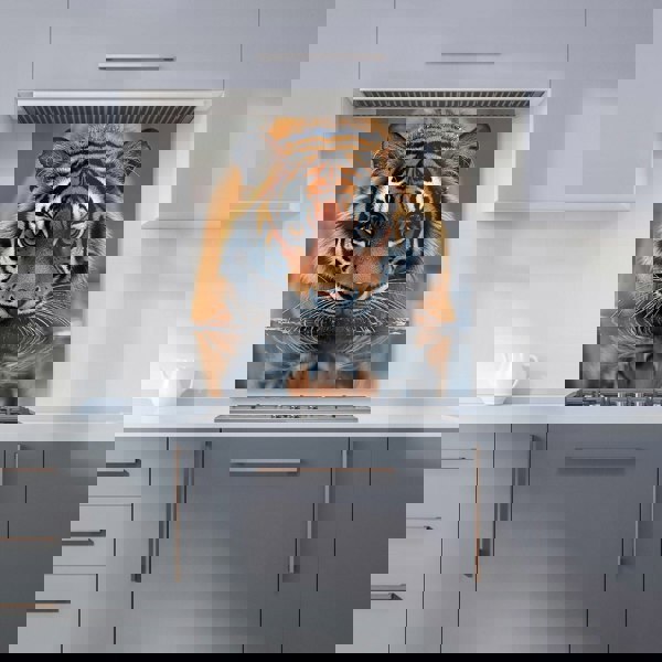 Warren Reed Tiger Lurking Glass Kitchen Splashback