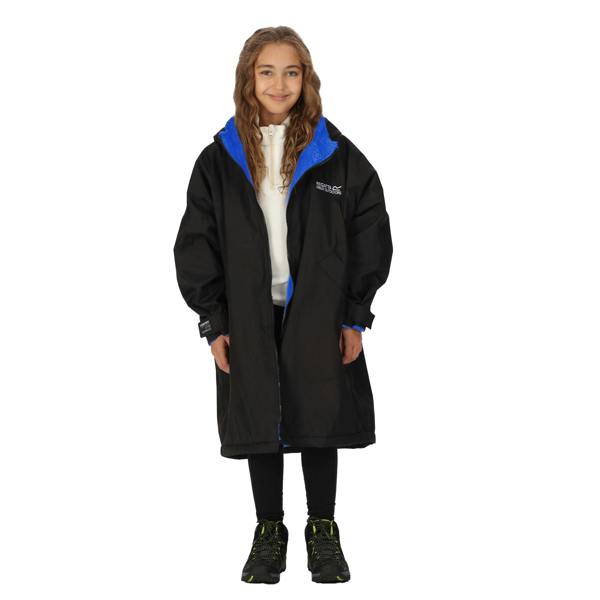 Regatta Childrens/Kids Back Print Changing Robe - Black/Oxford Blue - 