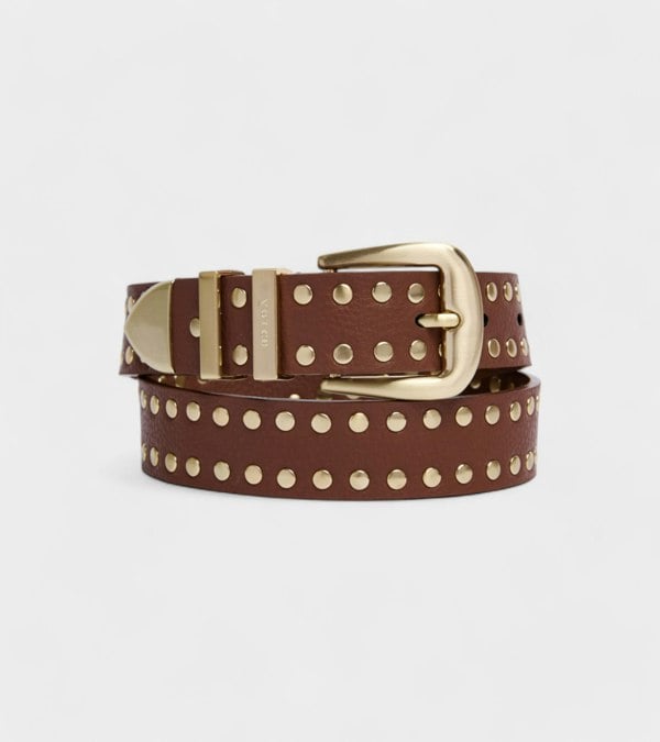 Votch Ayla Vegan Bio-Based Bamboo Western Studded belt in brown