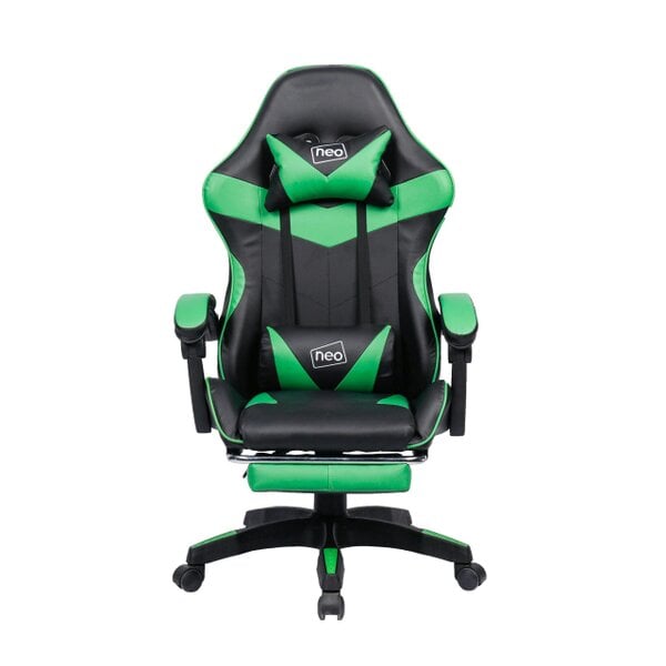 Neo Green & Black PU Leather Gaming Chair with Footrest