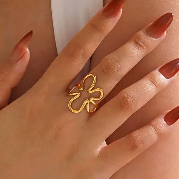 The Colourful Aura Abstract Blossom Adjustable Statement Ring