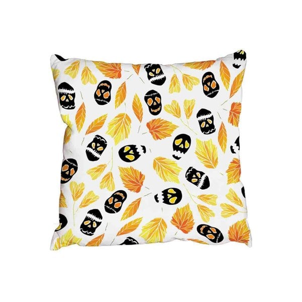 Benjamin Tate Design Halloween pattern with ghosts, pumpkins, skulls and autumn leaves (Outdoor Cushion)