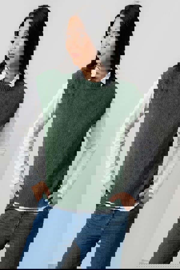 Lily & Me Wallace Pointelle Knit Tank Top Pine Green