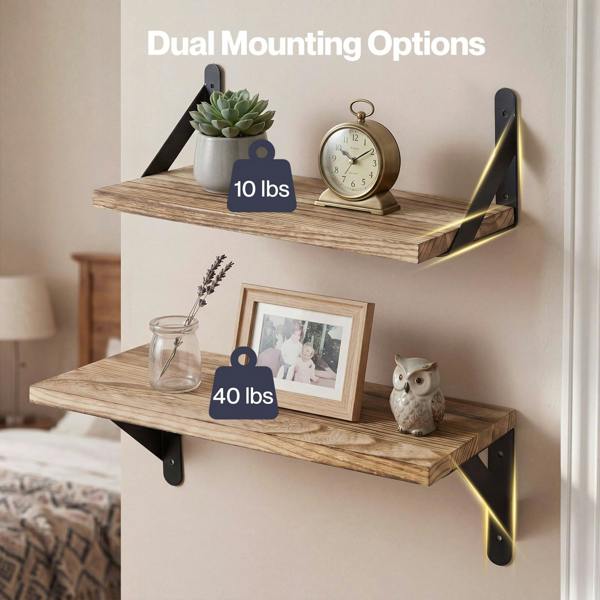 Levede Floating Shelves 6 Set Wood Shelves for Wall Brown Modern Storage Home