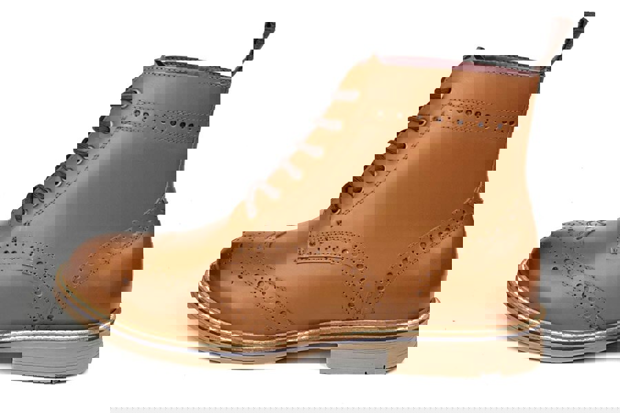 Frank James Bexley Leather Lace Up Brogue Rubber Sole Mens Boots