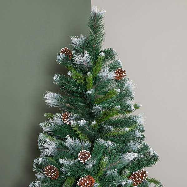 Samuel Alexander 7ft (2.1m) Frosted Glacier Pine Snow Tipped Christmas Tree with Pinecones and 956 Tips