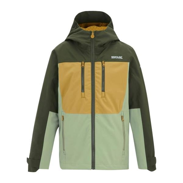 Regatta Childrens/Kids Highton Monochrome Waterproof Jacket - Dark Khaki/Wood Brown/Light Sage