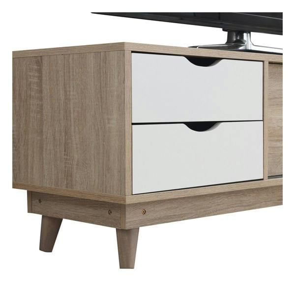 Timber Art Design Alford Scandinavian TV Unit Stand 120cm Media Cabinet +2 Drawers