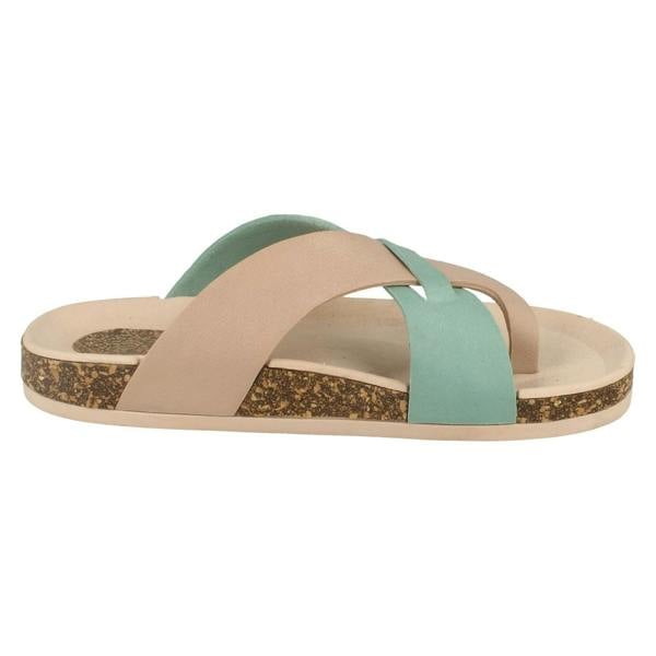 Spot On Ladies Spot On Open Toe Cork Effect Flatform Sandal