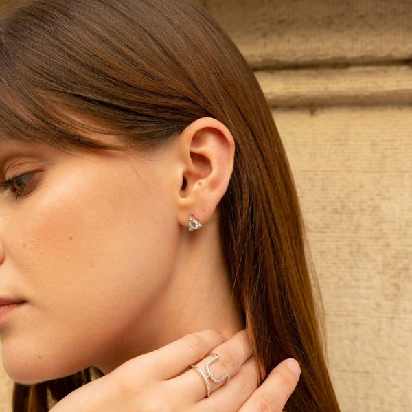 Spero London Triangle Sterling Silver Stud Earring