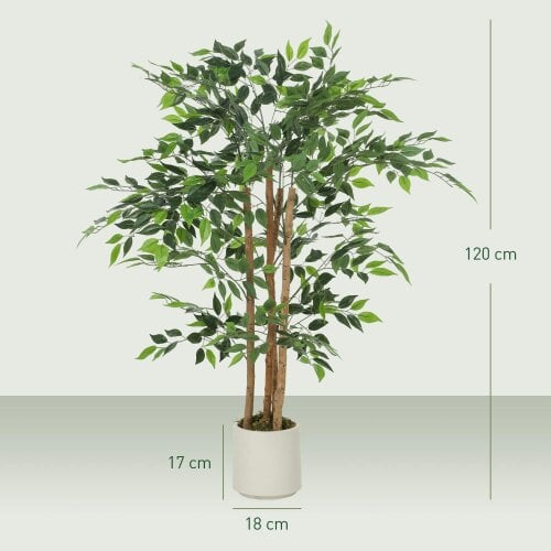 Wyld Haus Rokalo Artificial Ficus Style Tree With Solid Trunk Detail In Pot 120cm Green