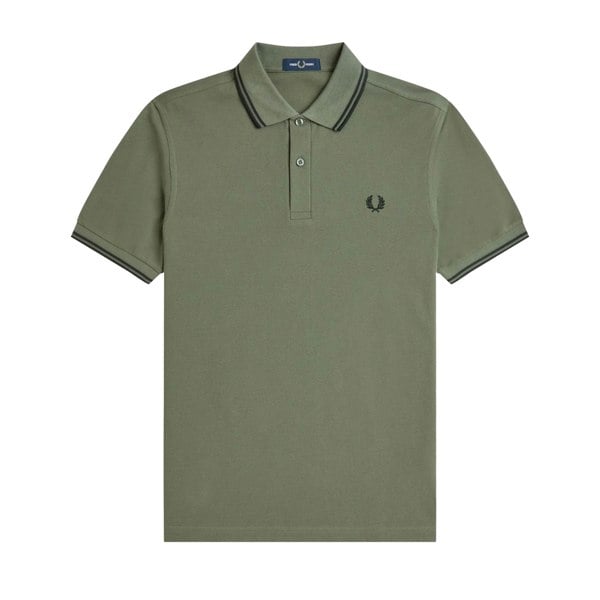 Fred Perry Twin Tipped Polo Shirt Wreath Green/Black/Black