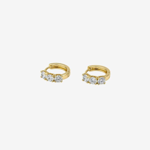 Uchi & Soto Shikaku 3 Stone Huggie Hoop Earrings