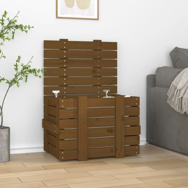 Berkfield Storage Box Honey Brown 58x40.5x42 cm Solid Wood Pine