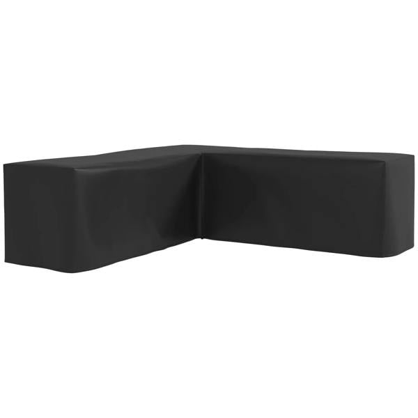 Black L-shaped protective furniture cover with fitted corner section