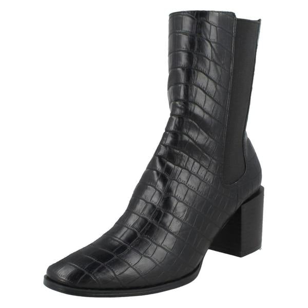 Spot On Ladies Spot On Chunky Blocked Heel Ankle Boots F51128