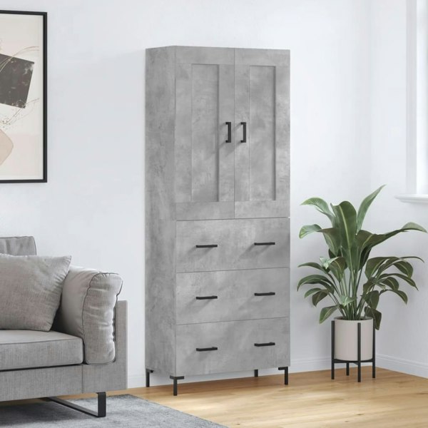 Berkfield Highboard Concrete Grey 69.5x34x180 cm Engineered Wood